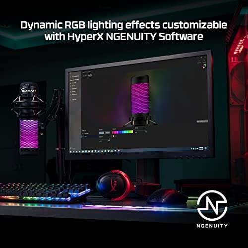 HyperX QuadCast S – RGB USB-Kondensatormikrofon für PC, PS4 und Mac, vibrations-und stoßgeschützt, Poppschutz, Gaming, Streaming, Schwarz