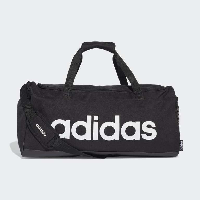 Adidas Linear Duffelbag M in Schwarz (Sport- & Trainingstasche mit Schuhfach, 56 x 28 x 22 cm)