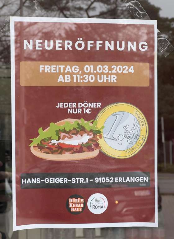 [Lokal Erlangen] Döner für 1€ am 01.03 ab 11:30