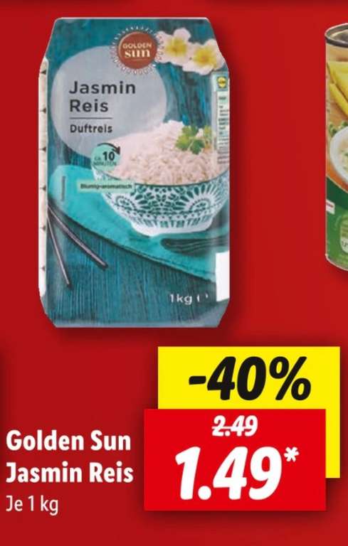 Jasmin-Reis | 1 kg Duftreis von der Eigenmarke Golden Sun mit starkem Rabatt [Lidl - bundesweit]