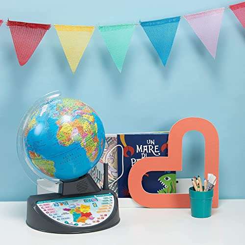 Clementoni 59183 Galileo Science – Interaktiver Leucht-Globus, sprechende Weltkugel mit Fragen & Fakten, Spielzeug für Kinder ab 7J