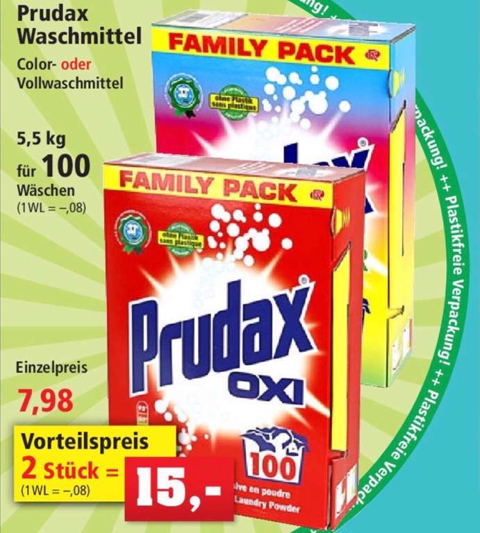 PRUDAX 2x 5,5kg Waschmittel (7,5 Cent/WL) bei THOMAS PHILIPPS