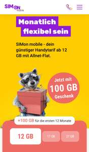 SIMon Mobile (Vodafone) 2GB Extra für 12 Monate NEUKUNDEN