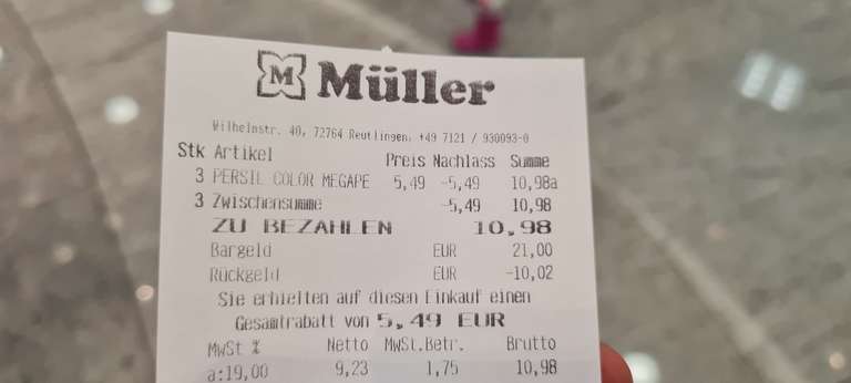 [Müller] Persil Color Megaperls 18WL 3 kaufen 2 zahlen - eff. 3,66€ pro Packung