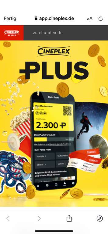 Cineplex Plus Kunden werben Kunden 100 extra Punkte