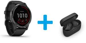 GARMIN Bundle Vivoactive 4 schwarz Smartwatch + Jabra Elite 4 Active, schwarz In-Ear-Bluetooth-KopfhörerGarmi