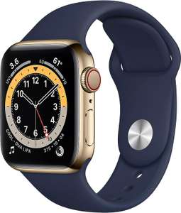 Apple Watch Series 6 (GPS + Cellular, 40 mm) Edelstahlgehäuse Gold, Sportarmband, verschiedene Farben
