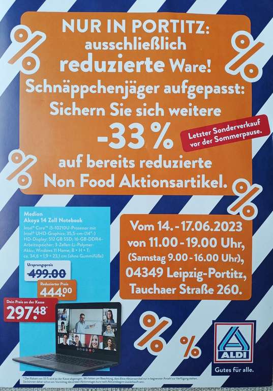 [Aldi lokal Leipzig] Abverkauf -33% auf Non-Food Aktionsartikel