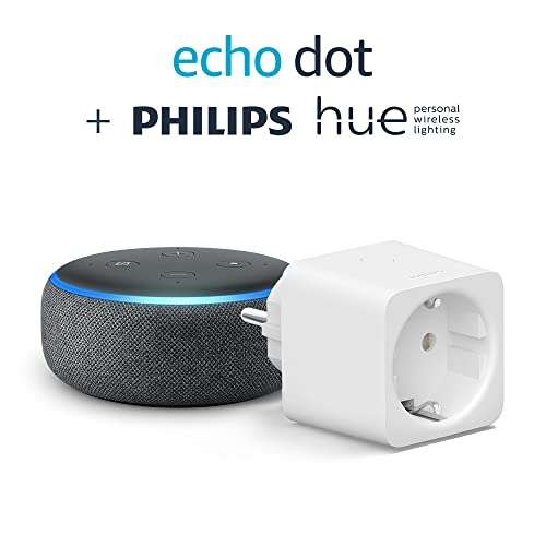 Echo Dot (3. Gen.), Anthrazit Stoff + Philips Hue Smart Plug