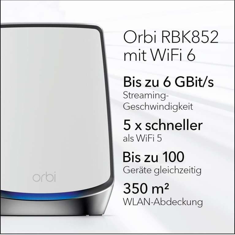 Netgear Orbi WiFi 6 Mesh-System | 2er-Pack | RBK82-100EUS | 350 m²