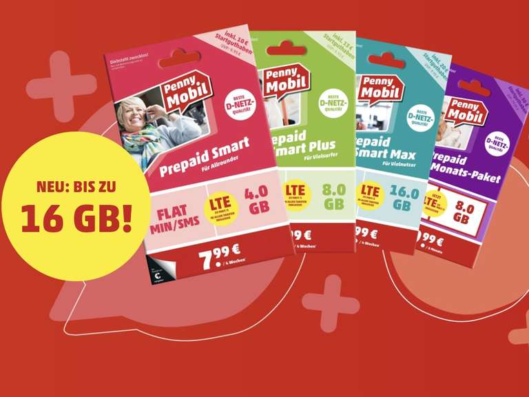 D1 Telekom Penny und Ja mobil Prepaid mehr Datenvolumen dauerhaft