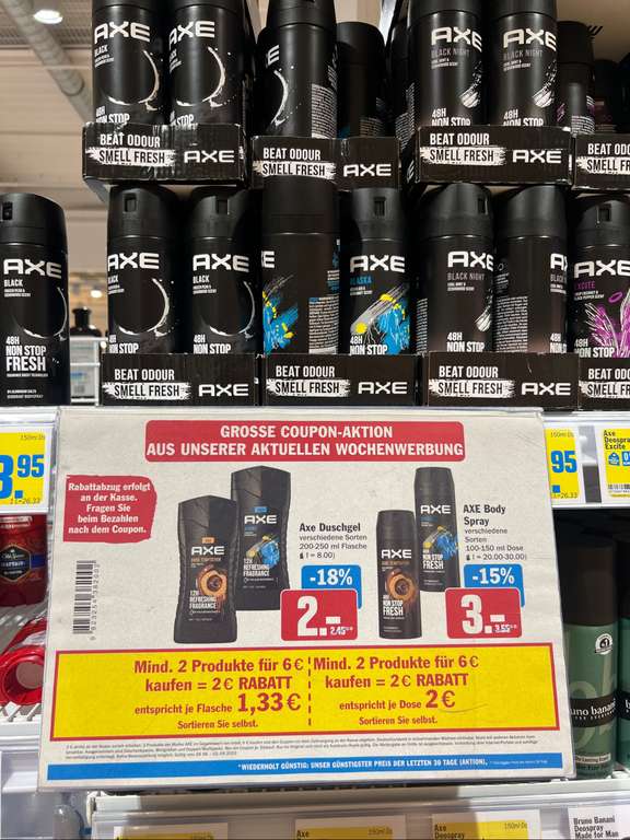 [HIT] AXE Duschgel / Body Spray Deo für 6€ kaufen - 2€ Rabatt erhalten + Angebotspreis!