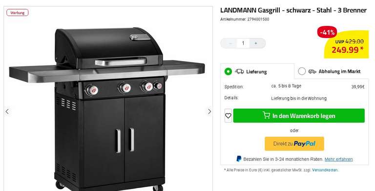 Landmann Gasgrill - Rexon 3.1 Cook