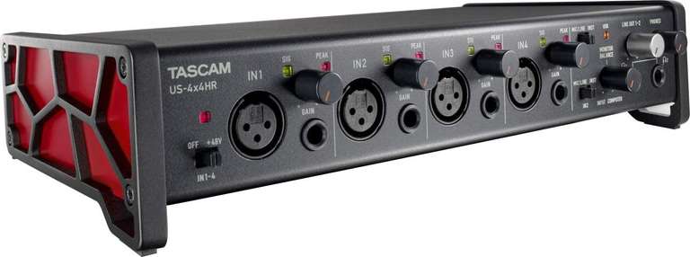 Tascam US-4x4HR Audio-Interface (24bit/192kHz, USB-C, 4x XLR & 6.35mm-In, 4x Line-Out, Midi-In & -Out, 2x 6.35mm-Kopfhörerausgang)