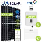 PV Anlage 12,5kWp /12kW WR – JA Solar 30x415Wp Module, FOX-ESS12kW Hybrid-Wechselrichter und 8,7kWh Speicher | Lokal -289€ und Versand