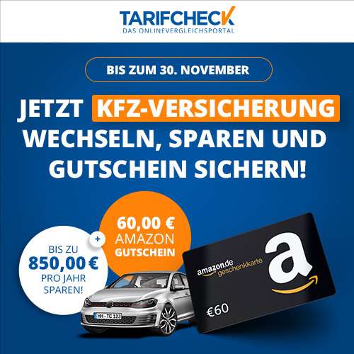 60€ BestChoice- oder Amazon-Gutschein für KFZ-Versicherungsabschluss / -wechsel über Tarifcheck (CHECK24 Vergleichsrechner)