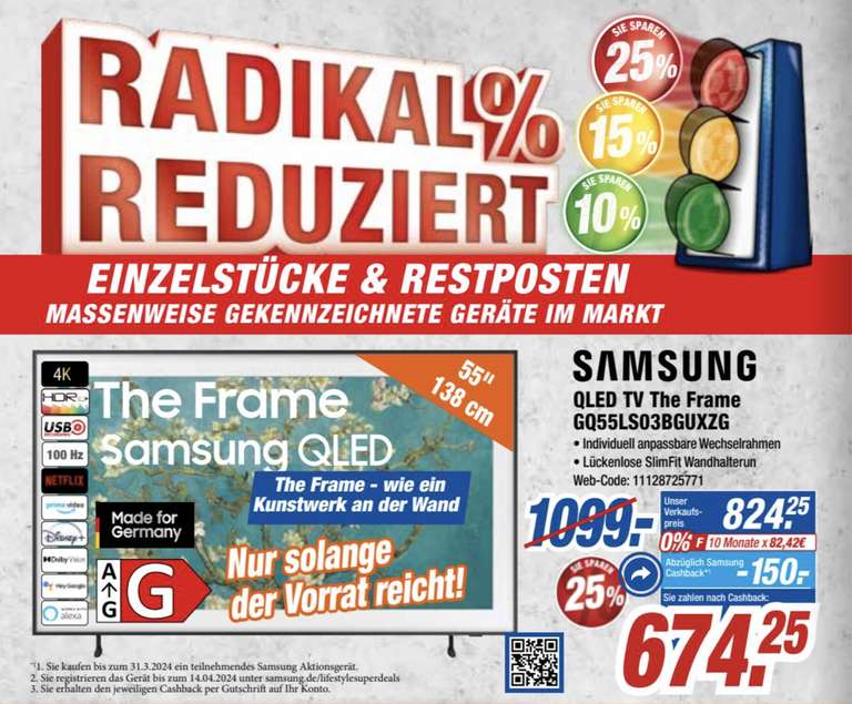 [Expert Klein] Samsung The Frame 55 Zoll, eff. 724,15 Euro (Samsung Cashback)