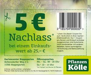 Pflanzen Kölle Hoppegarten bei BERLIN -- 5 EUR Rabatt ab 25 EUR Umsatz bis 18.05.2024