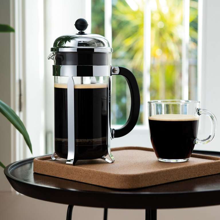 CHAMBORD Kaffee-Set von Bodum für 34,35€ inkl. Versand | Kaffeebreiter mit 1 Liter | 4 Gläser mit je 0,35 Liter | Borosilikatglas