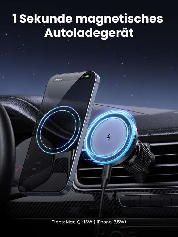 UGREEN 15W Wireless Car Charger MagSafe Handyhalterung mit Ladefunktion [für Prime-Kunden]