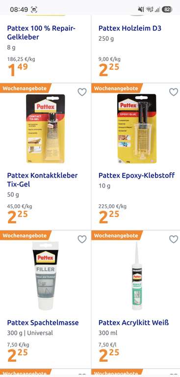 Pattex Kleber & Spachtel – Acryldichtstoff, Holzleim, 2,25€ bei Action at Action