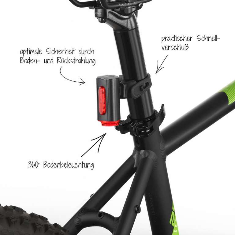 Fahrradbeleuchtung Rücklicht Fischer Twin 360° mit Bodenbeleuchtung (Decathlon Click&Collect)