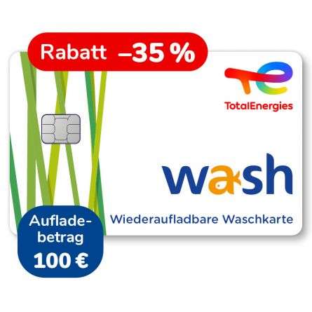 Total Tankstelle Waschkarte 100€ für 65€ / 75€ für 52,50€ / 50€ für 37,50€