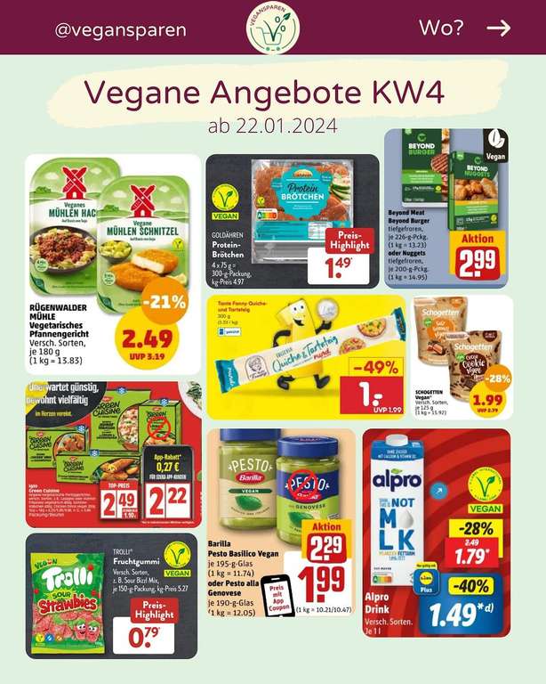 Vegane Angebote im Supermarkt & vegan Sammeldeal (KW4 22.01. - 28.01.)