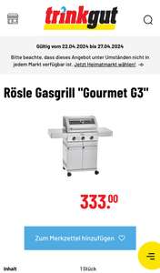 [Trinkgut] Rösle Gasgrill "Gourmet G3" für 333€