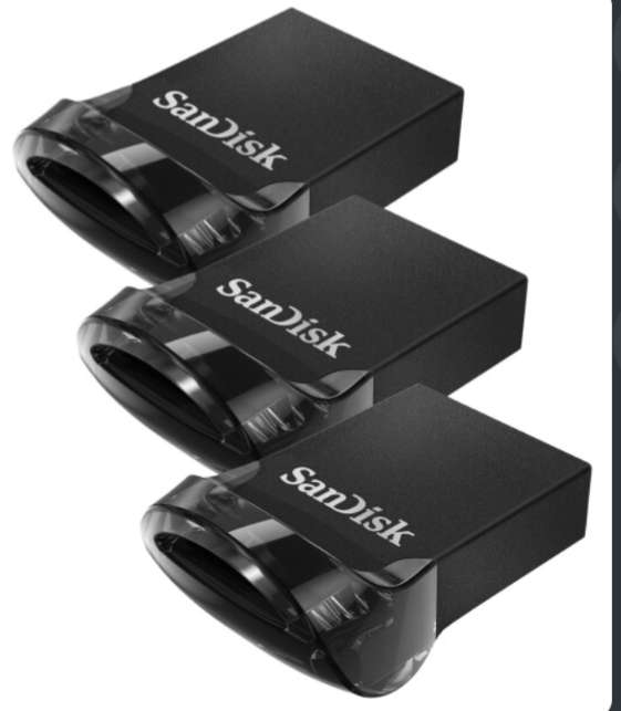 3er-Pack SanDisk Ultra Fit USB Stick 32 GB bis zu 130 MB/s Lesen (Prime 14.99€)