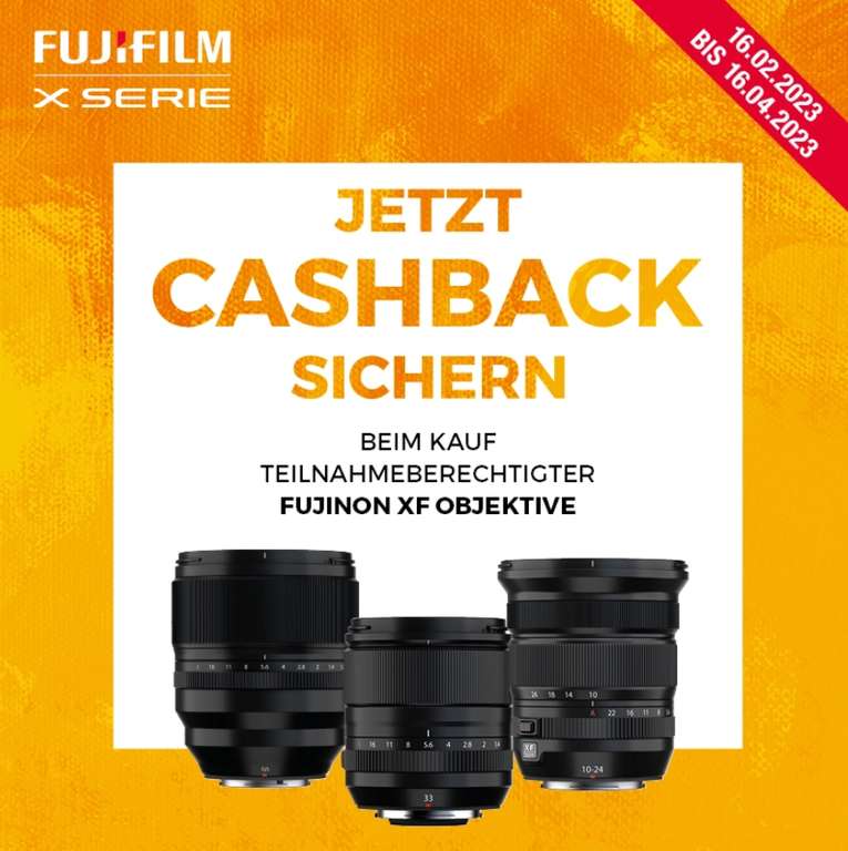 Fujifilm Cashback-Aktion auf Fujinon X-Mount Objektive (100€/150€/200€/300€/450€)