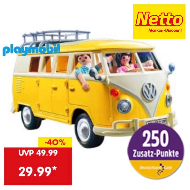 PLAYMOBIL VW Bus (71138) in gelb (inkl. 250 DC-Punkte) für rechn. 27,49€ bei Netto