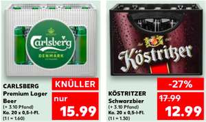 (Kaufland) Köstritzer Schwarzbier Kasten (20 x 0,5 Liter) - Carlsberg Premium Lager Kasten (20 x 0,5 Liter) für 15,99 €