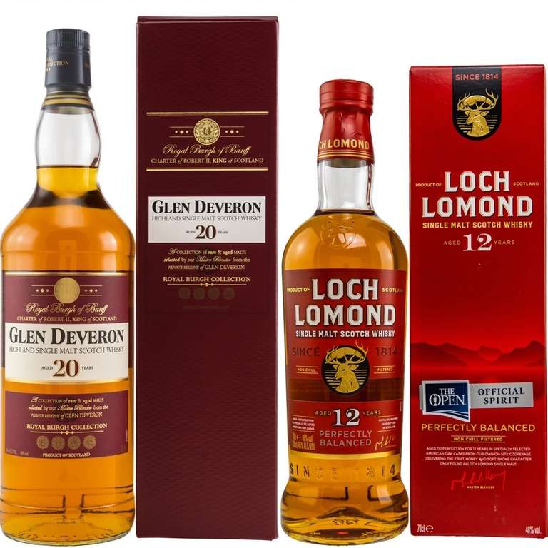 Whisky-Übersicht 202: z.B. Glen Deveron 20 Highland Single Malt (1 l) für 68,35€, Loch Lomond 12 Perfectly Balanced für 29,99€ inkl. Versand