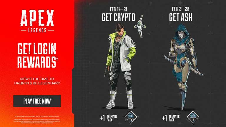 APEX Legends Login Rewards: "Crypto" & "Ash" & 2 Themenpacks kostenlos