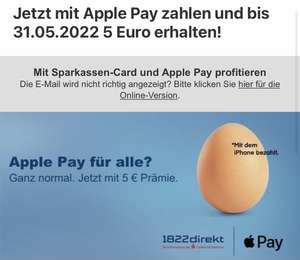 5€ Prämie bei 1822 direkt für die erste Apple Pay Zahlung