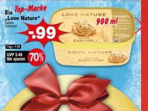Krümet Sonderposten: 900ml Love Nature Salted Caramel Eis , ( keine Eiscreme ) ab 12.12.22 , Unilever Marke Cremissimo