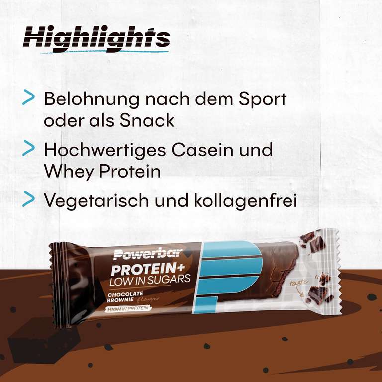 Powerbar Protein Plus Riegel- Low Sugar Eiweissriegel mit Chocolate-Brownie (30 x 35g) Amazon Prime