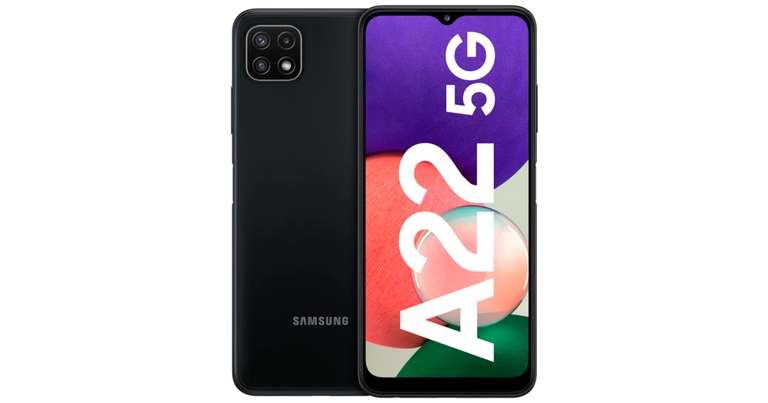 SAMSUNG Galaxy A22 5G Smartphone 64 GB, grau, inklusive Magnetic Ring Holder, Displayschutz und Soft Cover