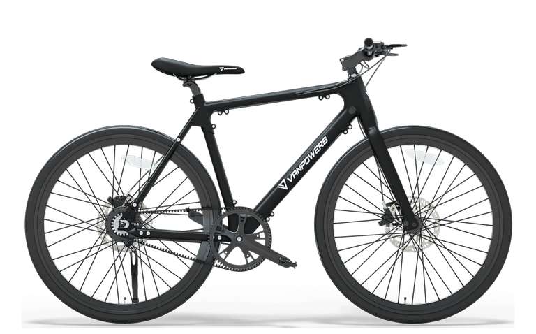 Vanpowers City Vanture - E-Bike - schwarz - 15,5kg - Gates Riemenantrieb - "Stecksystem"