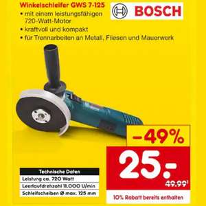 BOSCH Winkelschleifer GWS 7-125 für 25€ » Netto MD lokale Wiedereröffnungen in Aachen und weiteren Orten | 5-fach DC & 10% auf alles*