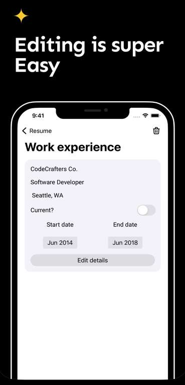 [iOS AppStore] Resume maker / Lebenslauf erstellen CV Create (kostenlose Lifetime-Lizenz)