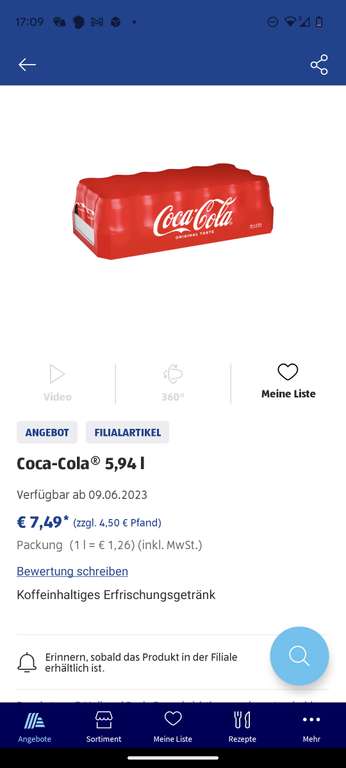 Coca Cola 0,33L für nur 0,41€/stk im 18er Pack