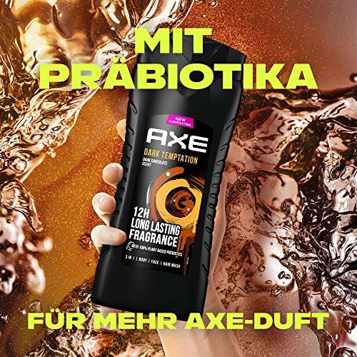 [PRIME/Sparabo] 400ml Axe 3-in-1 Duschgel & Shampoo Dark Temptation XL für langanhaltende Frische und Duft dermatologisch getestet