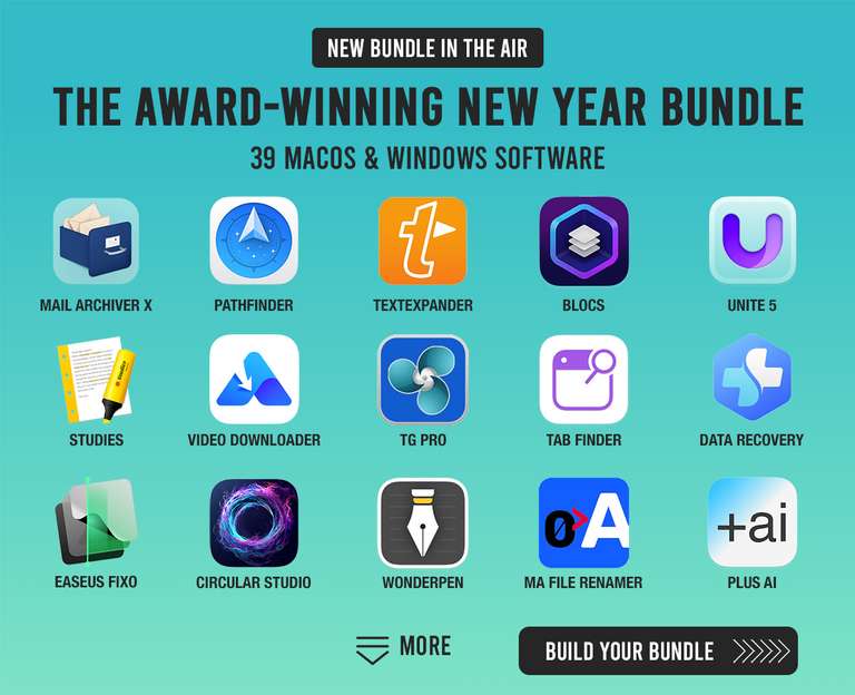 (MAC) Bundlehunt New Year Bundle mit bis zu 44 Apps TextExpander, Mail Archiver x und Macpilot