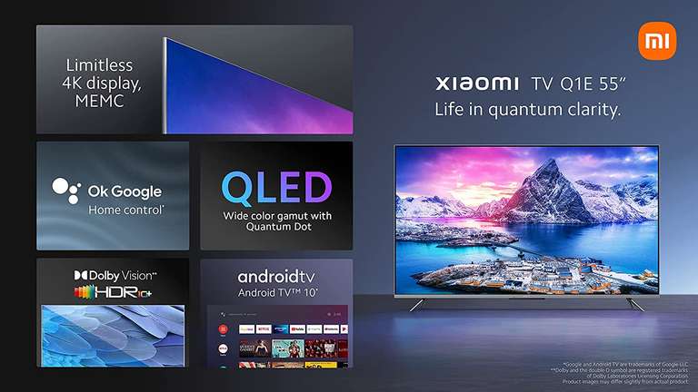 XIAOMI TV Q1E 55 QLED TV, 55 Zoll / 138,8 cm, QLED 4K, SMART TV, Android TV 10 (bei Abholung 499,--€)
