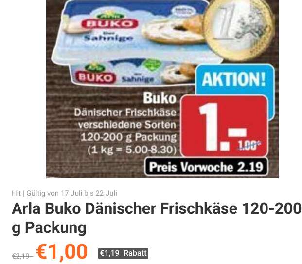 Arla Buko Dänischer Frischkäse versch. Sorten für nur 0,50 € je 120-200 g Packung (Angebot + Coupon) [HIT] - bundesweit