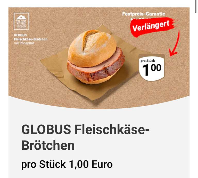 Globus Fleischkäse bleibt bei einem 1€