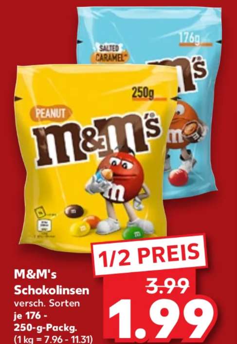 [Kaufland] M&M's Schokolinsen 250 g versch. Sorten für 1,99 €