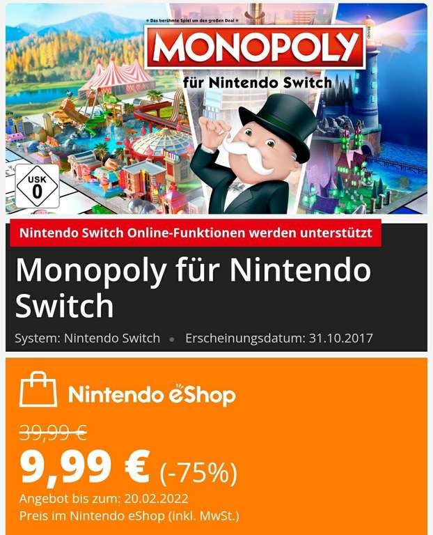 Monopoly Switch (Download) Nintendo eShop